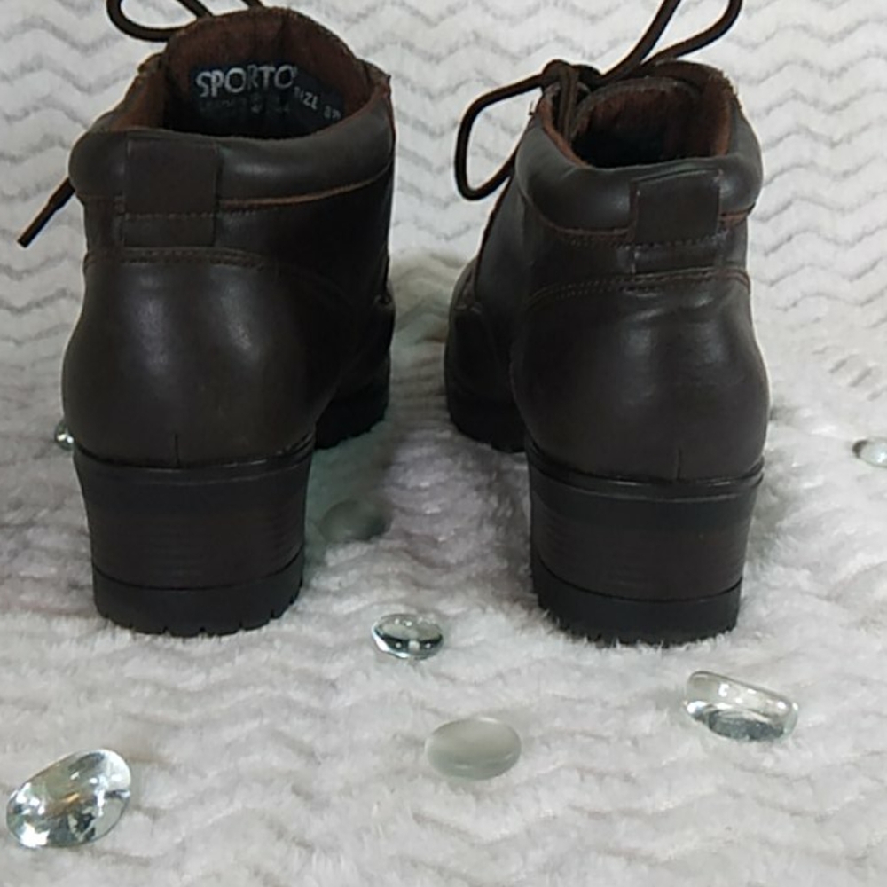 EUC Sporto Leather Lace-Up  Ankle Brown Boots - 8W - Picture 3 of 7